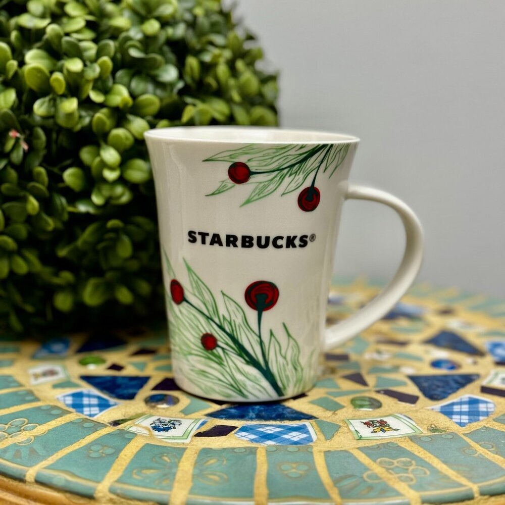 Starbucks 2020 12oz  White w/ Red Fruits Coffee Mug NwoT